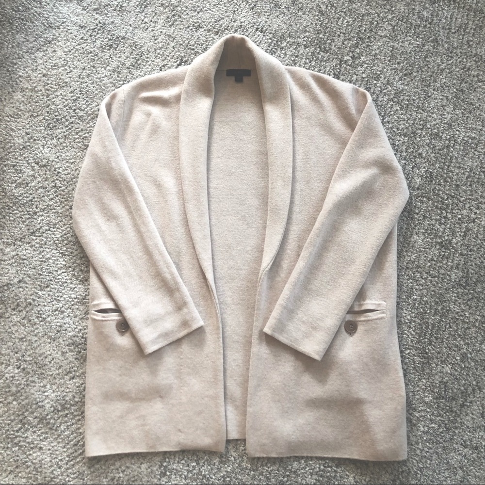 J Crew Camille Sweater Blazer with Shawl Collar in Heather Flax